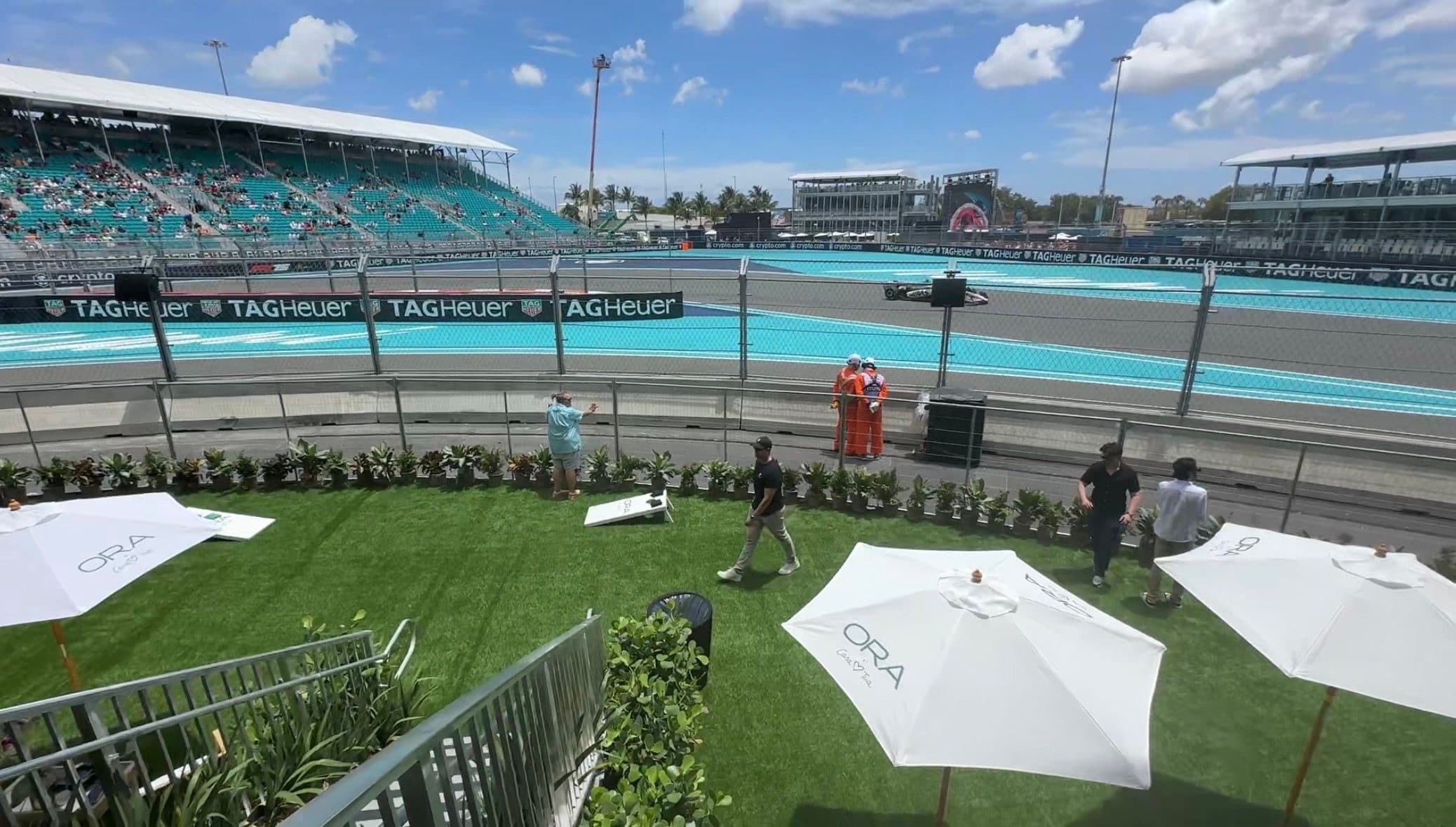 Casa Tua Trackside Club above Turn 1 at the Miami Grand Prix