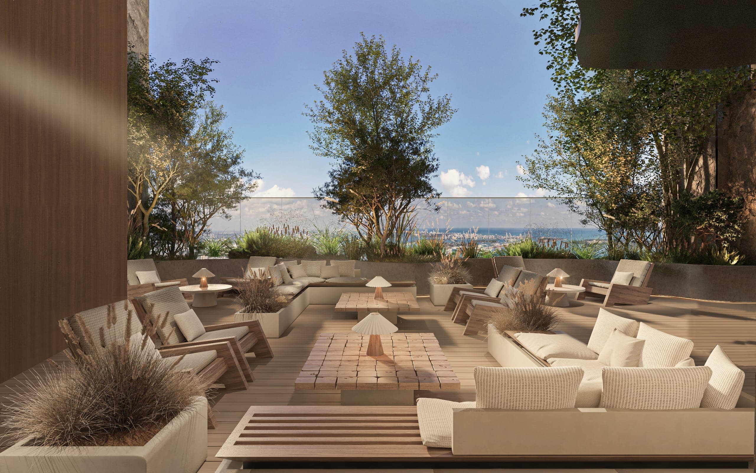 Bosco Lounge, an outdoor terrace overlooking the water