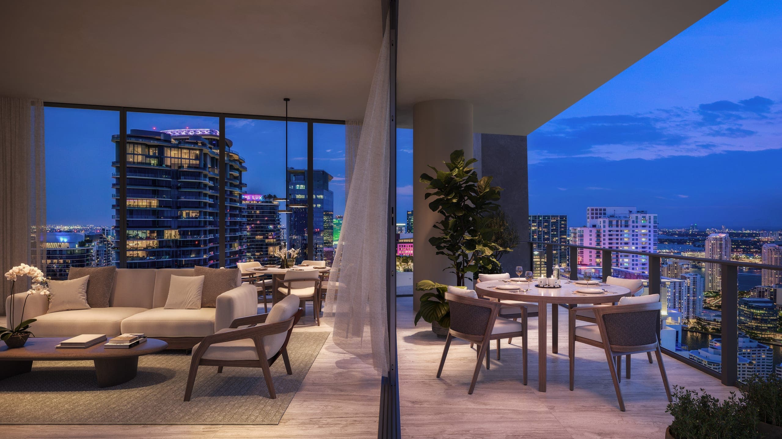 Terrace at dusk
